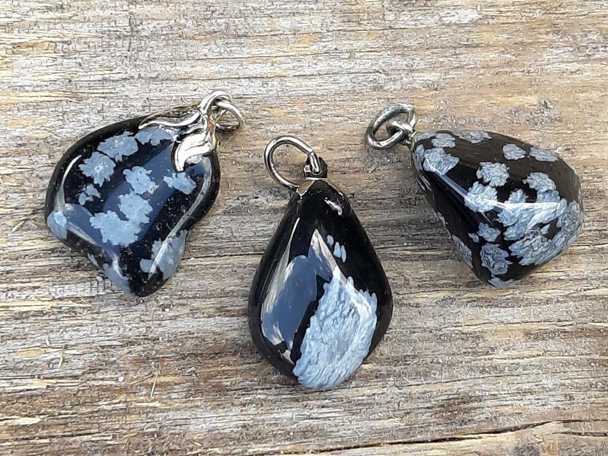 Edelsteen Sneeuwvlokken Obsidiaan hanger